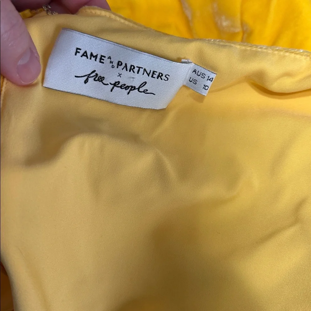 Fame & Partners X Free People Caroline Dress In Velvet Marigold